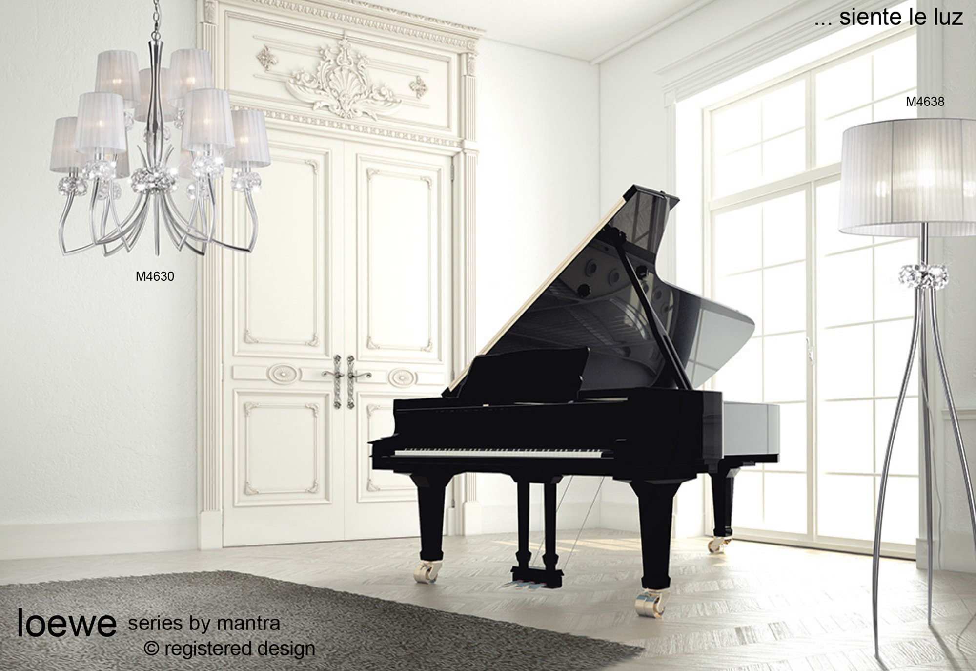 Loewe Polished Chrome-White Ceiling Lights Mantra Multi Arm Fittings
